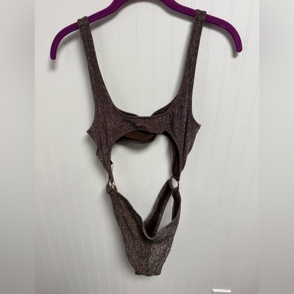 SKIMS Glitter Swim Monokini Cocoa Large - Picture 4 of 9